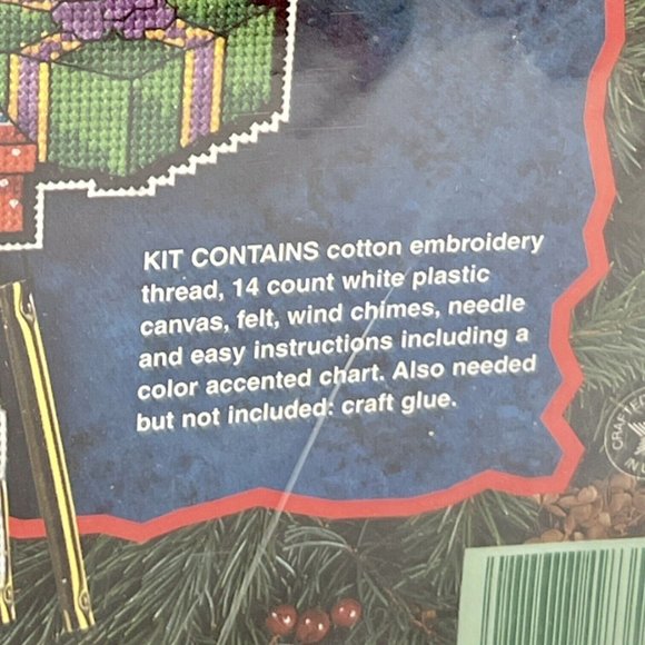 Christmas Cross Stitch Santa Wind Chimes￼ Sunset brand vintage - Picture 4 of 4